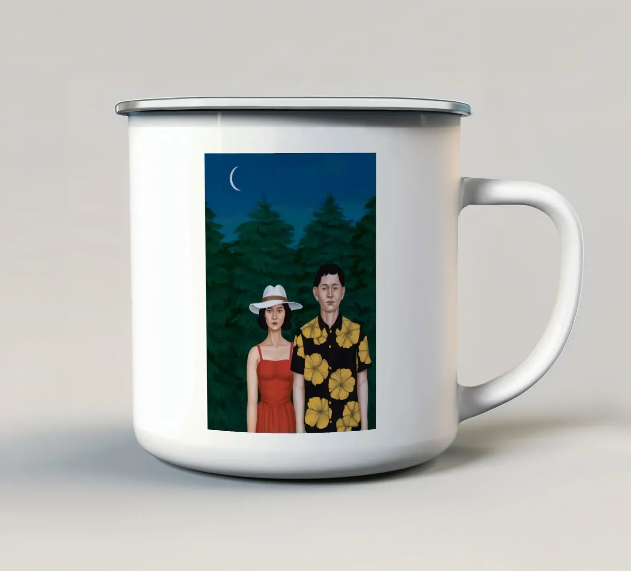 Coppia sotto un albero tazza in smalto da Sentinel Glow