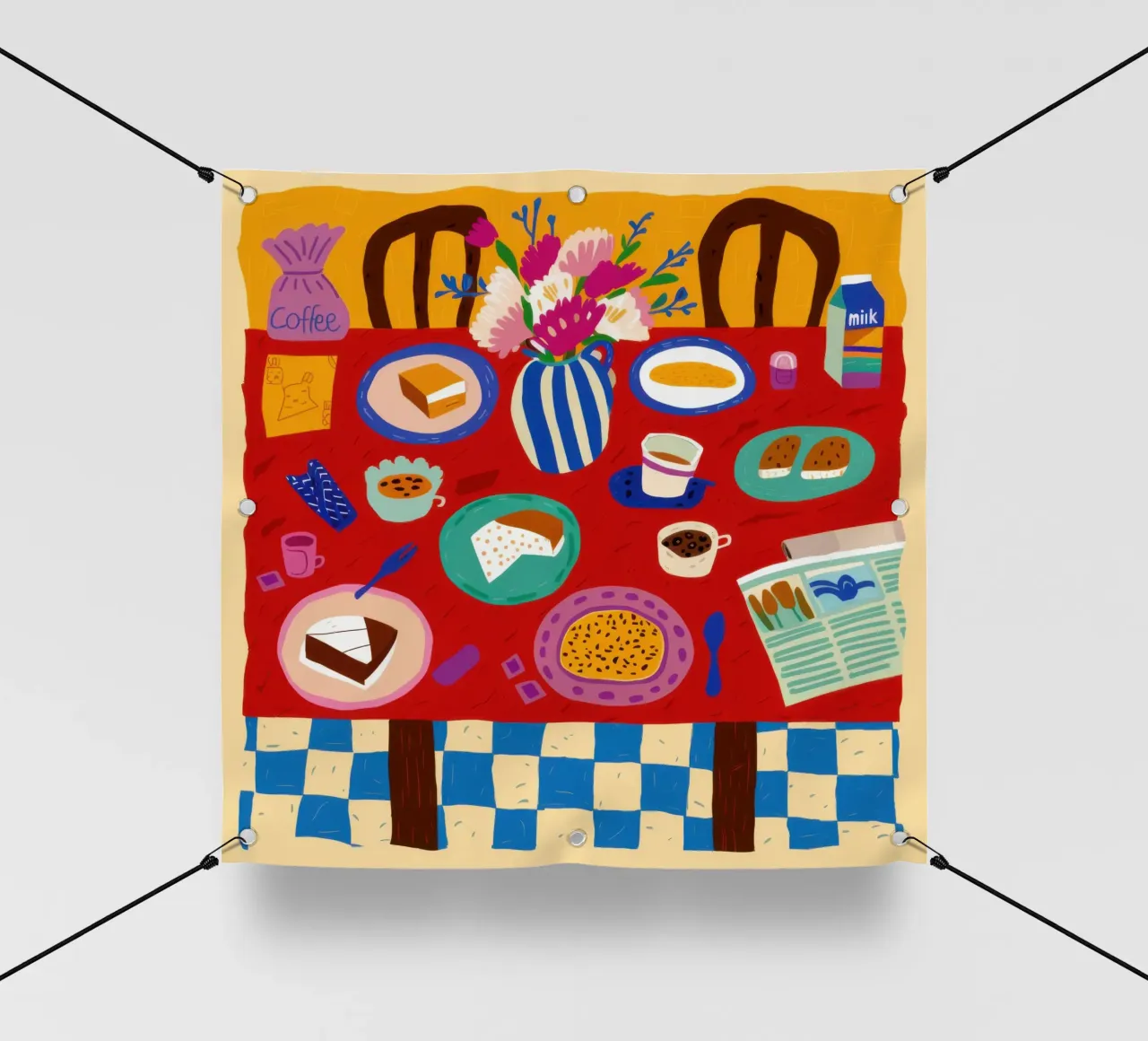 Pizza a scacchi Stillness telo in pvc da Pale Aura
