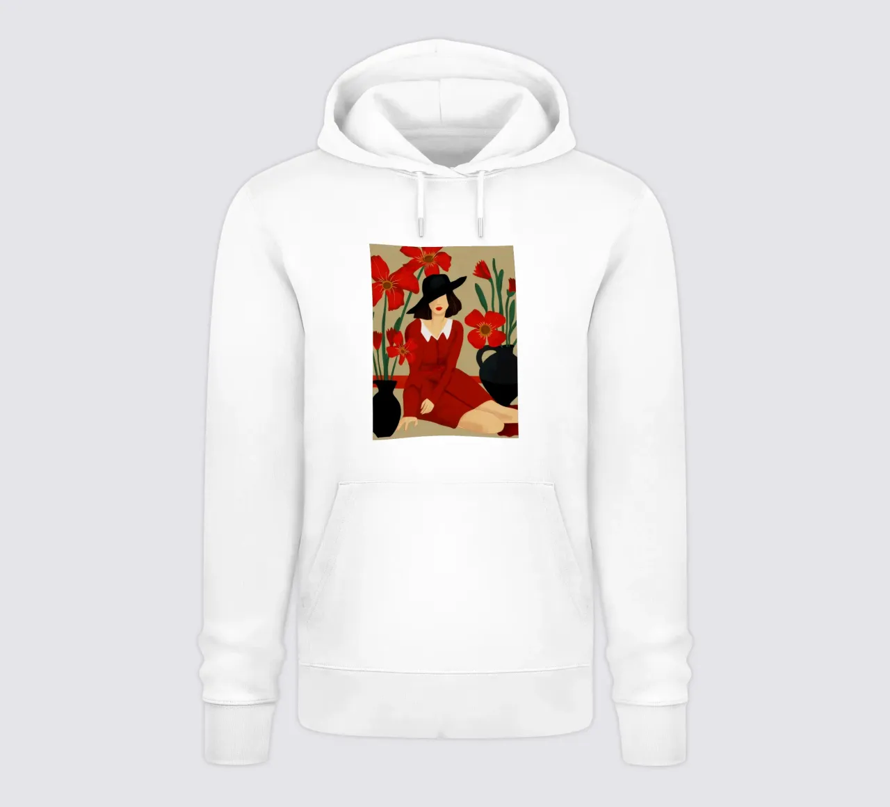 Abito rosso Cappello nero felpa con cappuccio da Marigold Tiga