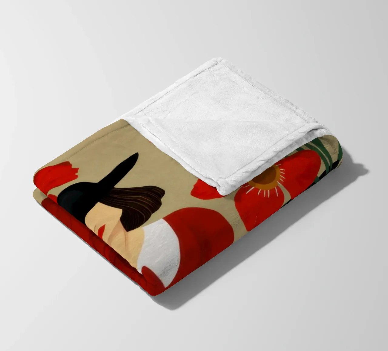 Abito rosso Cappello nero coperta in pile da Marigold Tiga