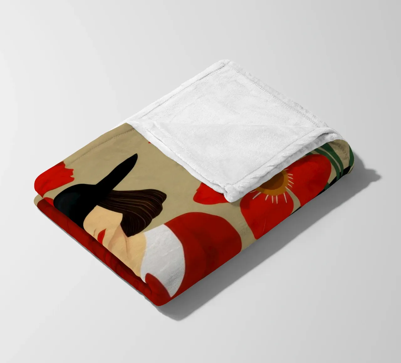 Abito rosso Cappello nero coperta in pile da Marigold Tiga