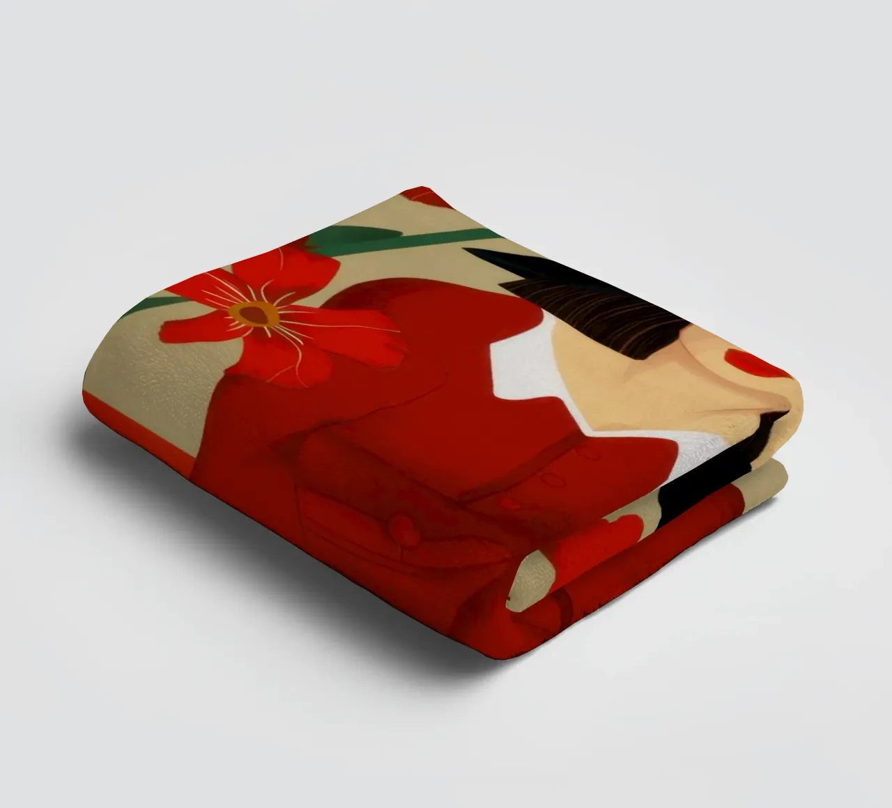 Abito rosso Cappello nero asciugamano da bagno da Marigold Tiga