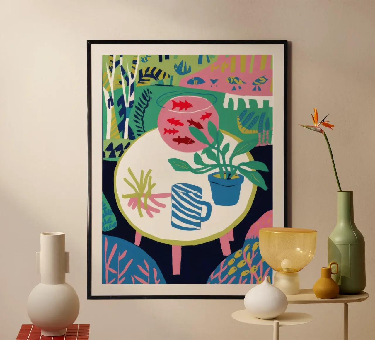 Tavola blu Pianta Immobile poster con telaio in plastica da Sentinel Glow