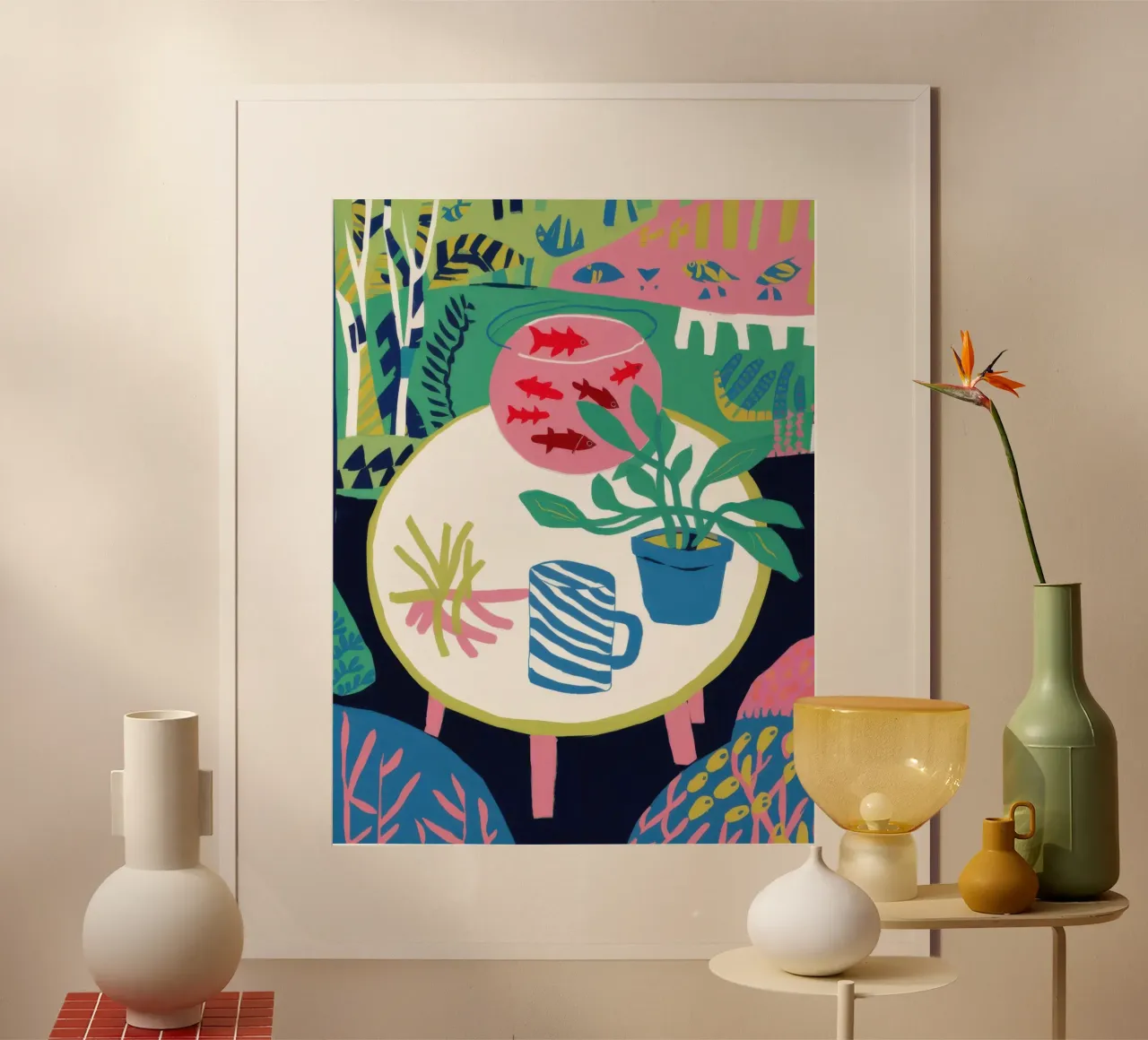 Tavola blu Pianta Immobile poster con telaio in plastica da Sentinel Glow