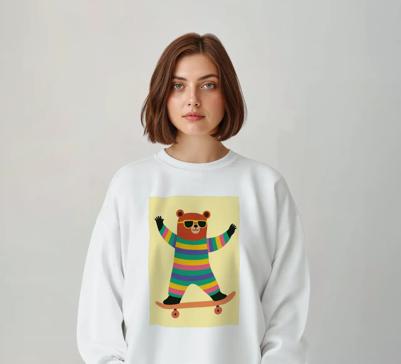 orso divertente con skateboard felpa da oneone