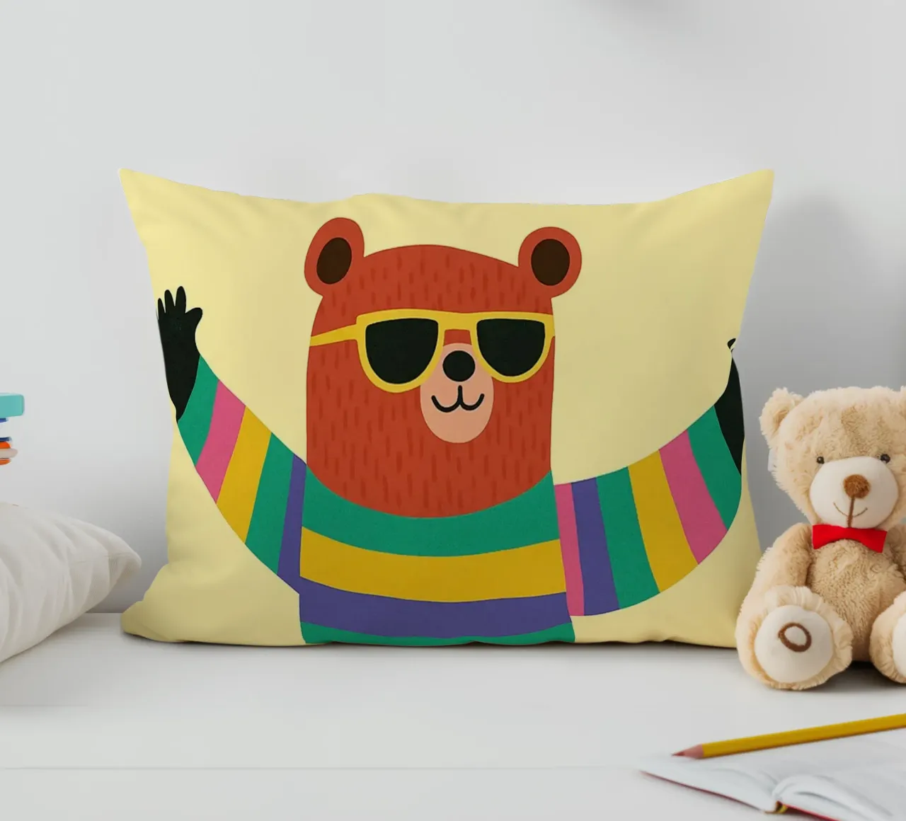 funny bear with skateboard decorative cushion by oneone