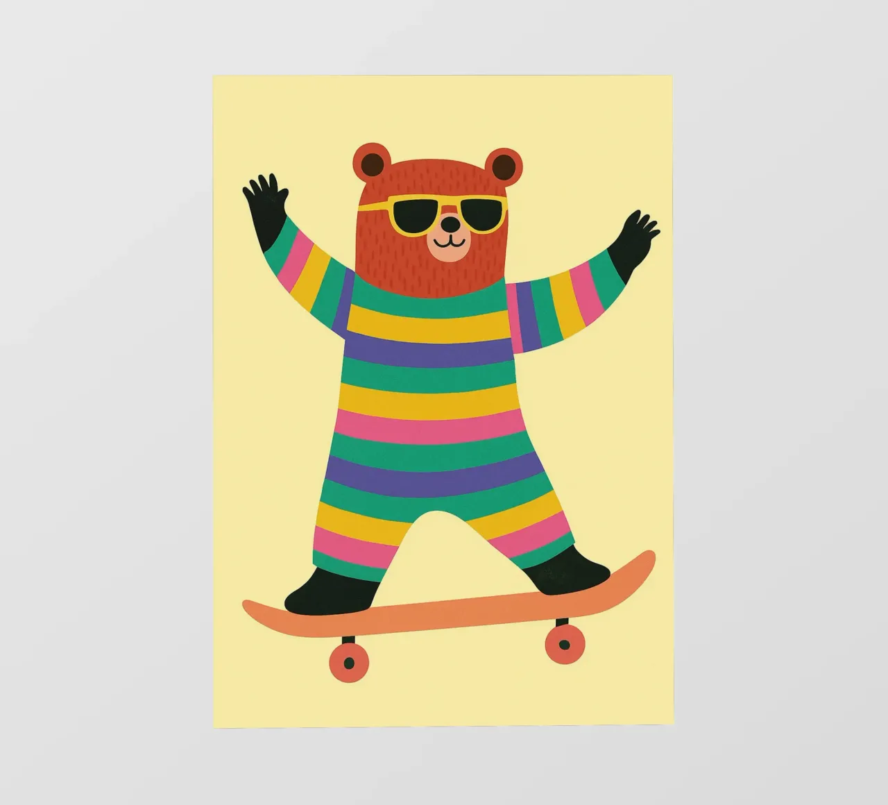 orso divertente con skateboard telo in pvc da oneone