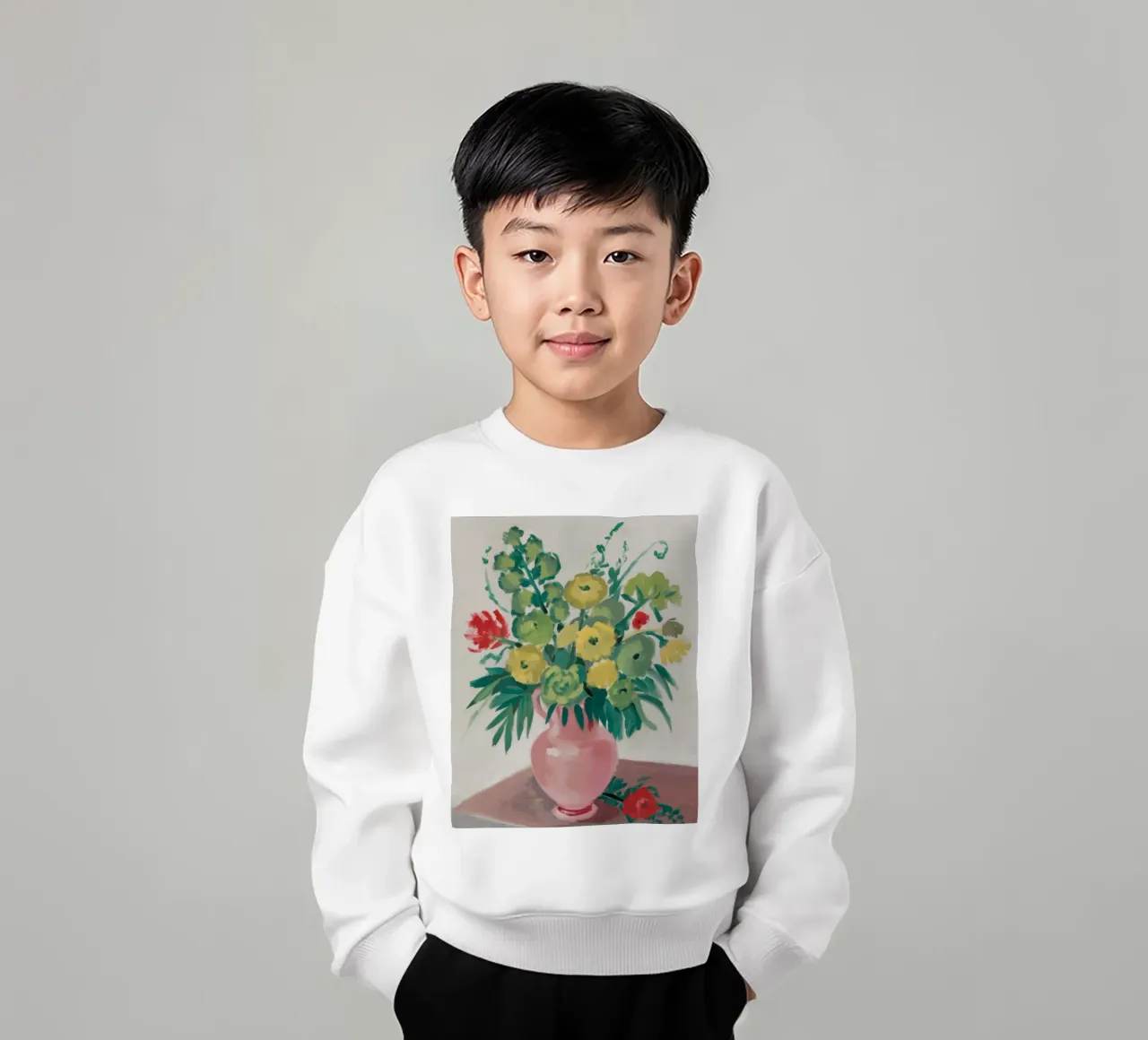 Pink Vase Apple Blooms kids sweatshirt by Stone Decade
