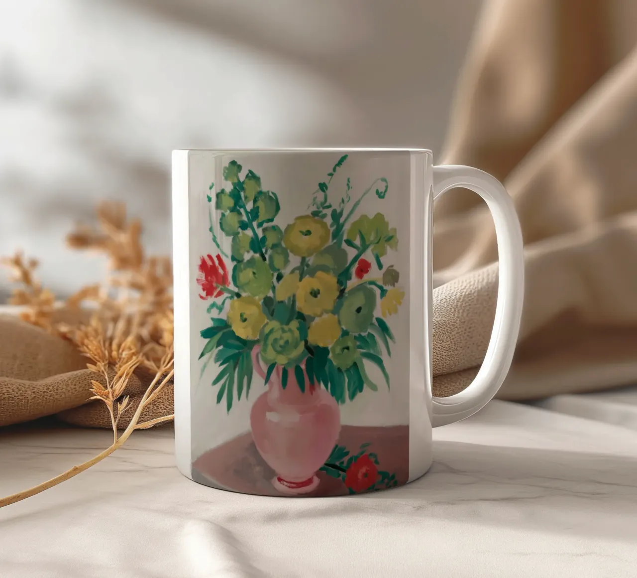 Fiori di melo in vaso rosa tazza in ceramica da Stone Decade