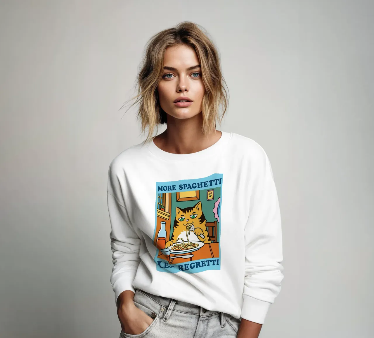 Funny Cat More Spaghetti Less regretti felpa da oneone