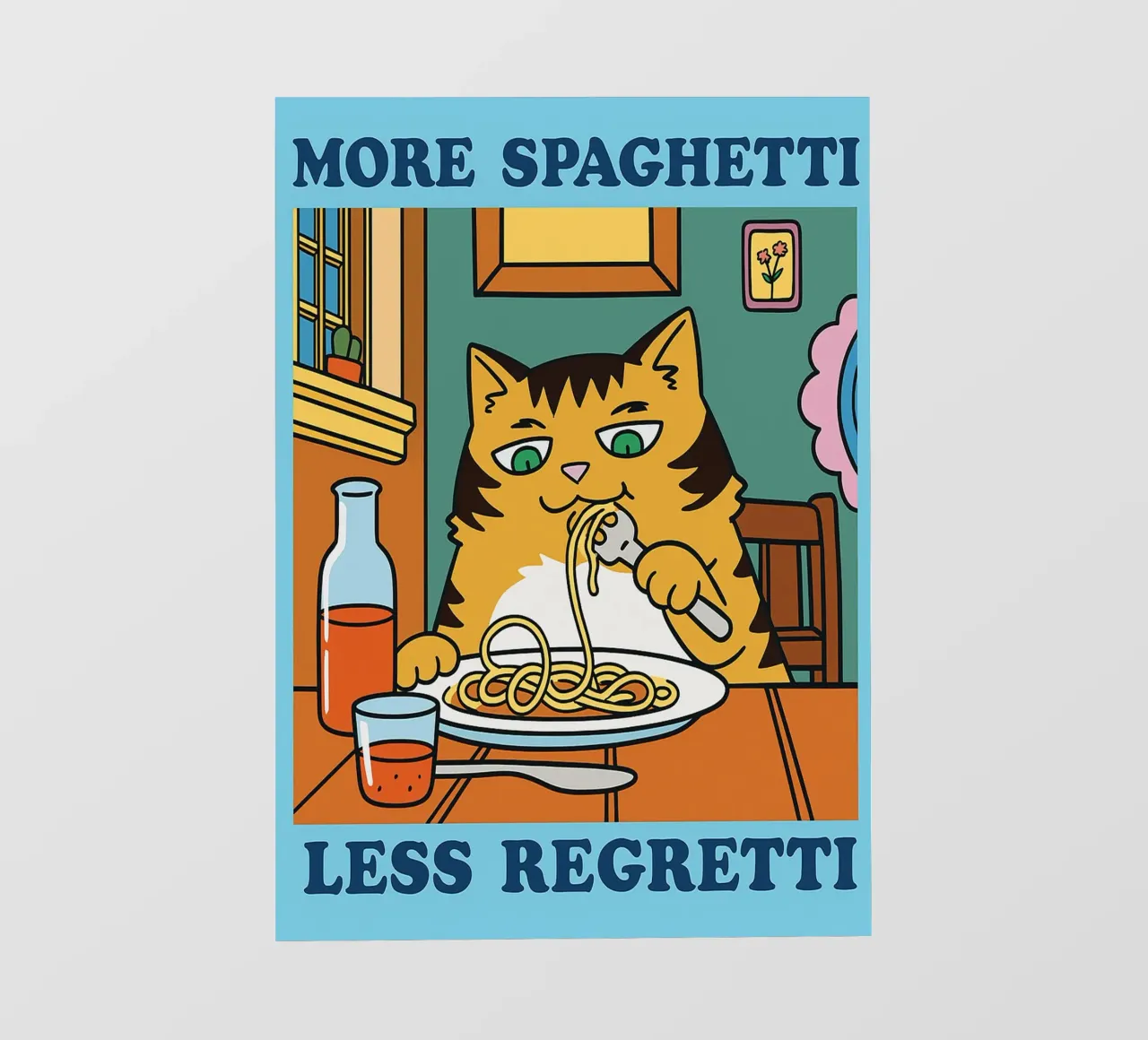 Lustige Katze Mehr Spaghetti Weniger Regretti Fototapete von oneone