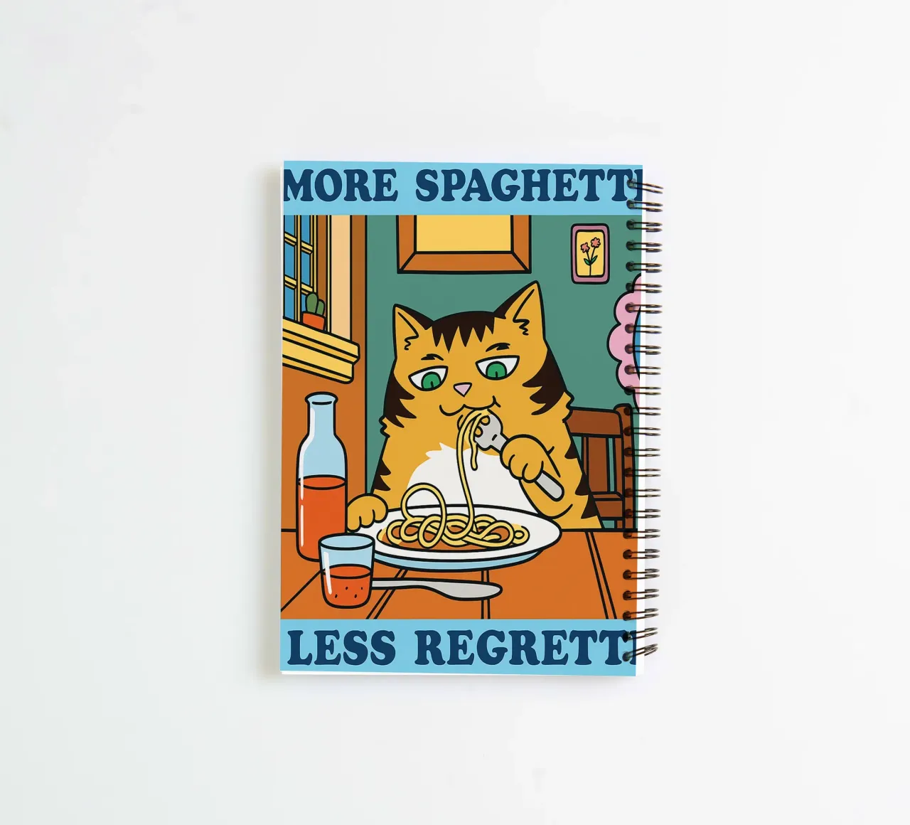Funny Cat More Spaghetti Less regretti spiral notebook by oneone