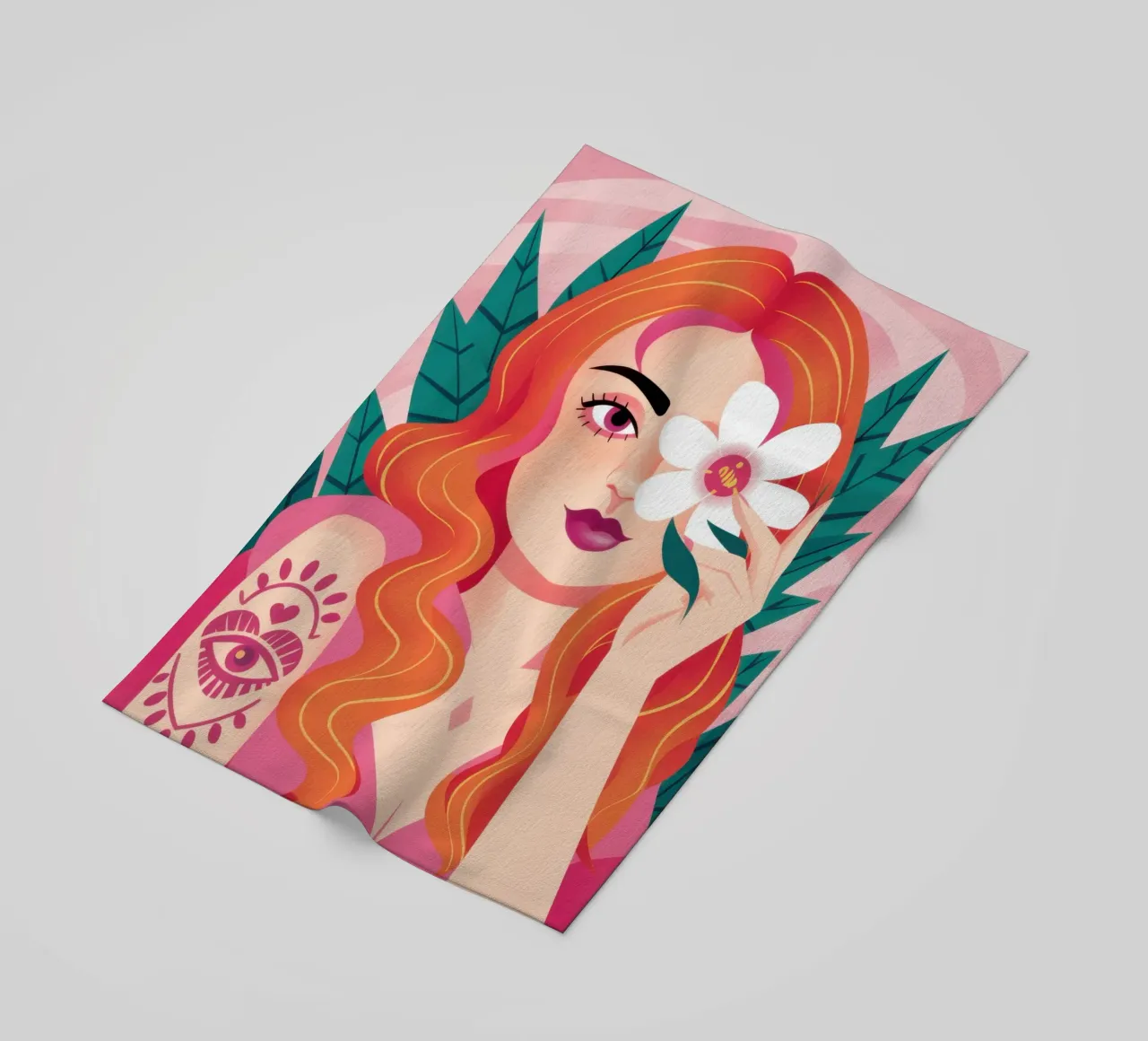 Tatuaggio floreale Dea telo mare da Marigold Tiga