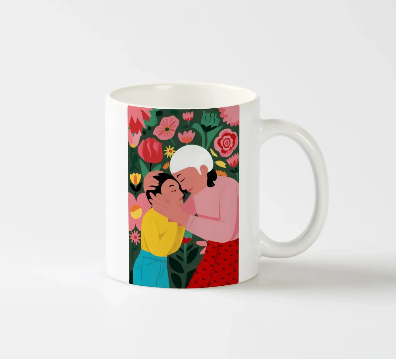 Abbraccio di tulipani tazza in ceramica da Sentinel Glow