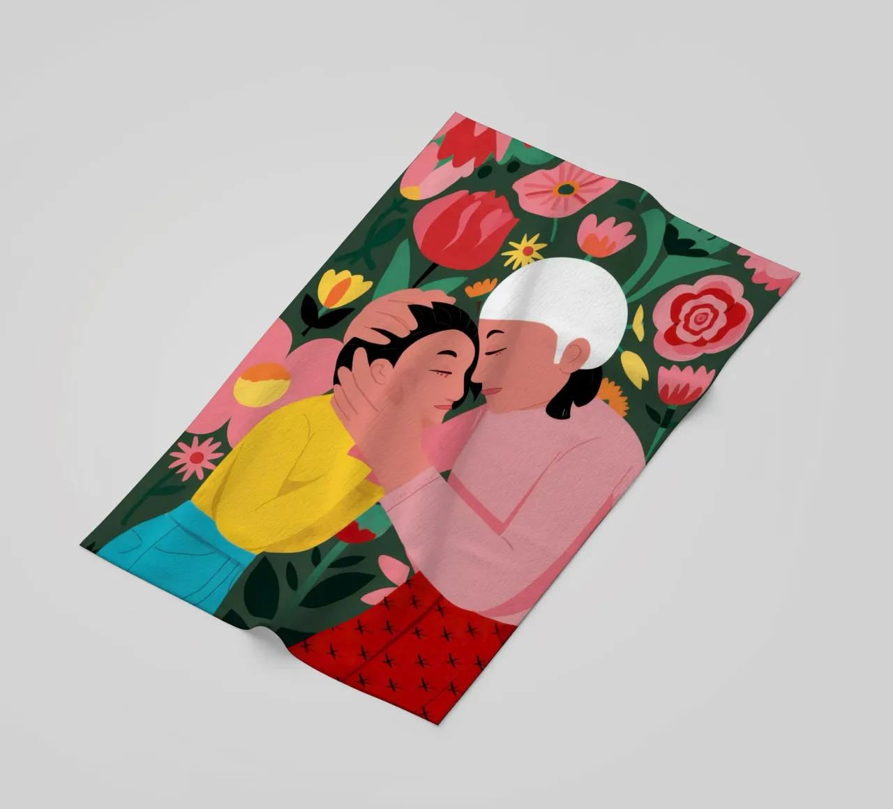 Tulip Embrace beach towel by Sentinel Glow