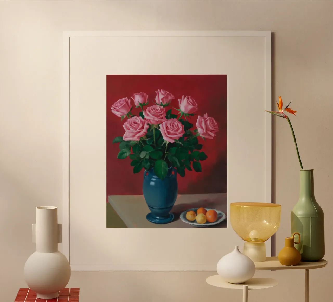 Vaso blu Rose rosa poster da Stone Decade