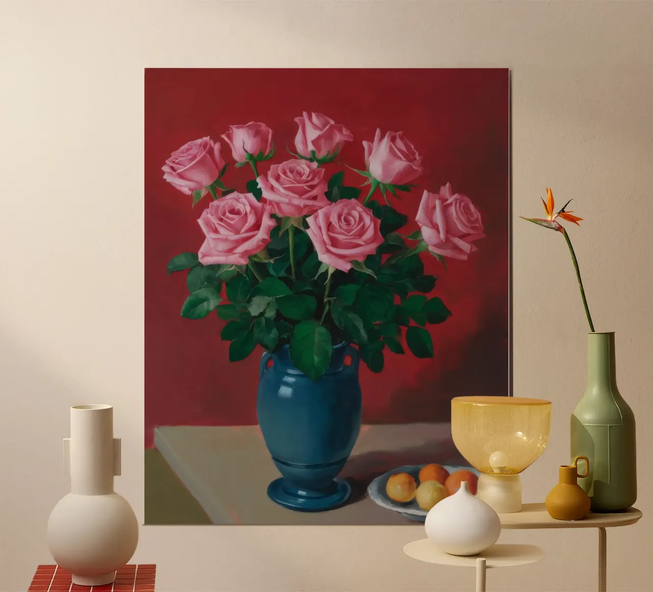 Vaso blu Rose rosa poster da Stone Decade