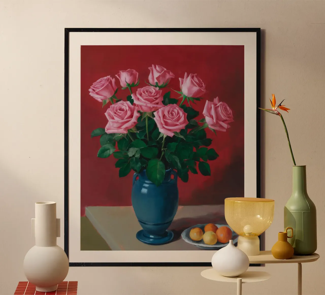 Vaso blu Rose rosa poster da Stone Decade