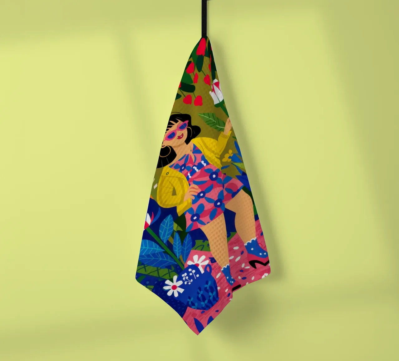 Jungle Gown Girl tea towel by Pale Aura