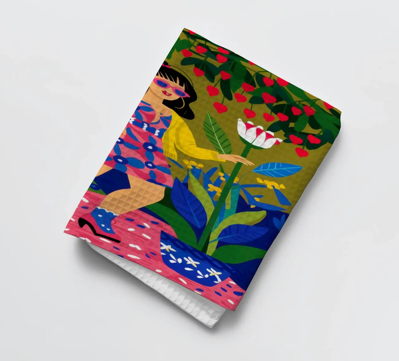 Jungle Gown Girl tea towel by Pale Aura