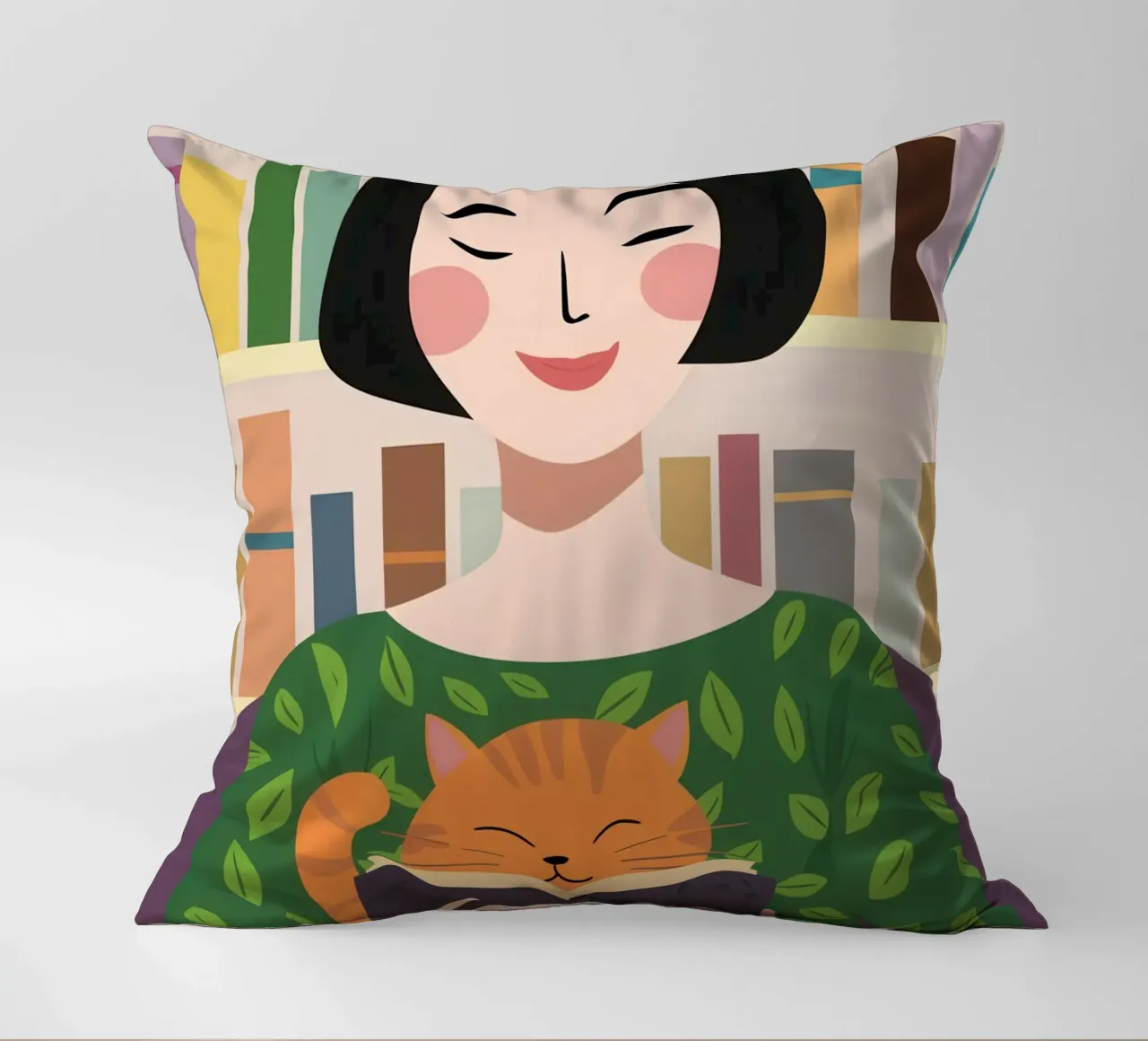 Leggere con un gatto cuscino da Marigold Tiga