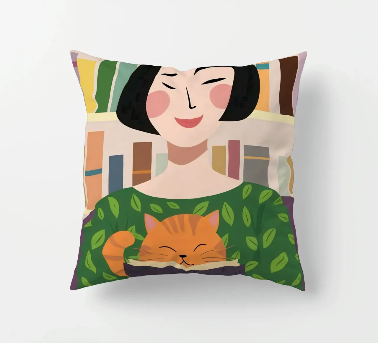 Leggere con un gatto cuscino da Marigold Tiga