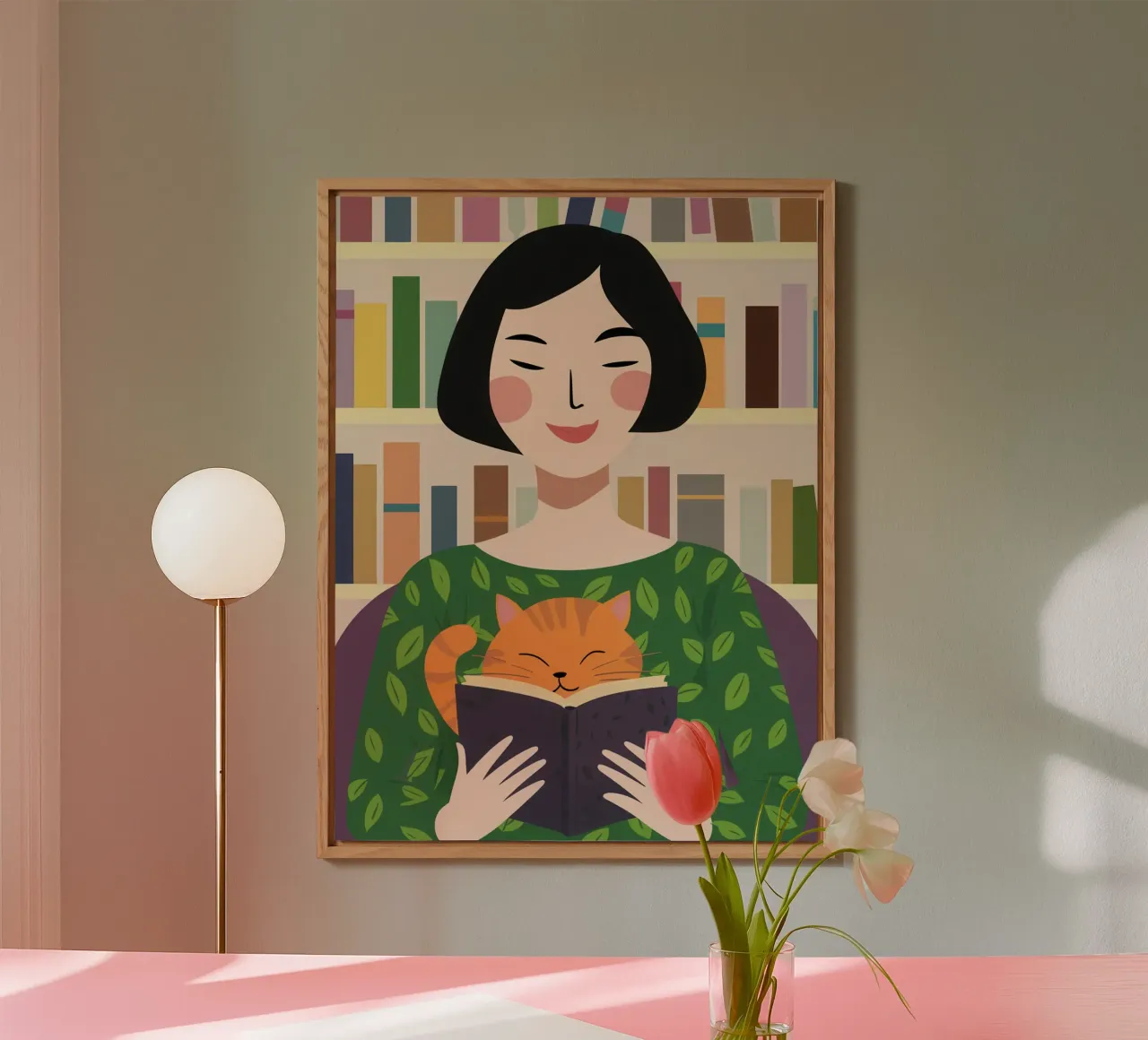 Leggere con un gatto alluminio dibond da Marigold Tiga
