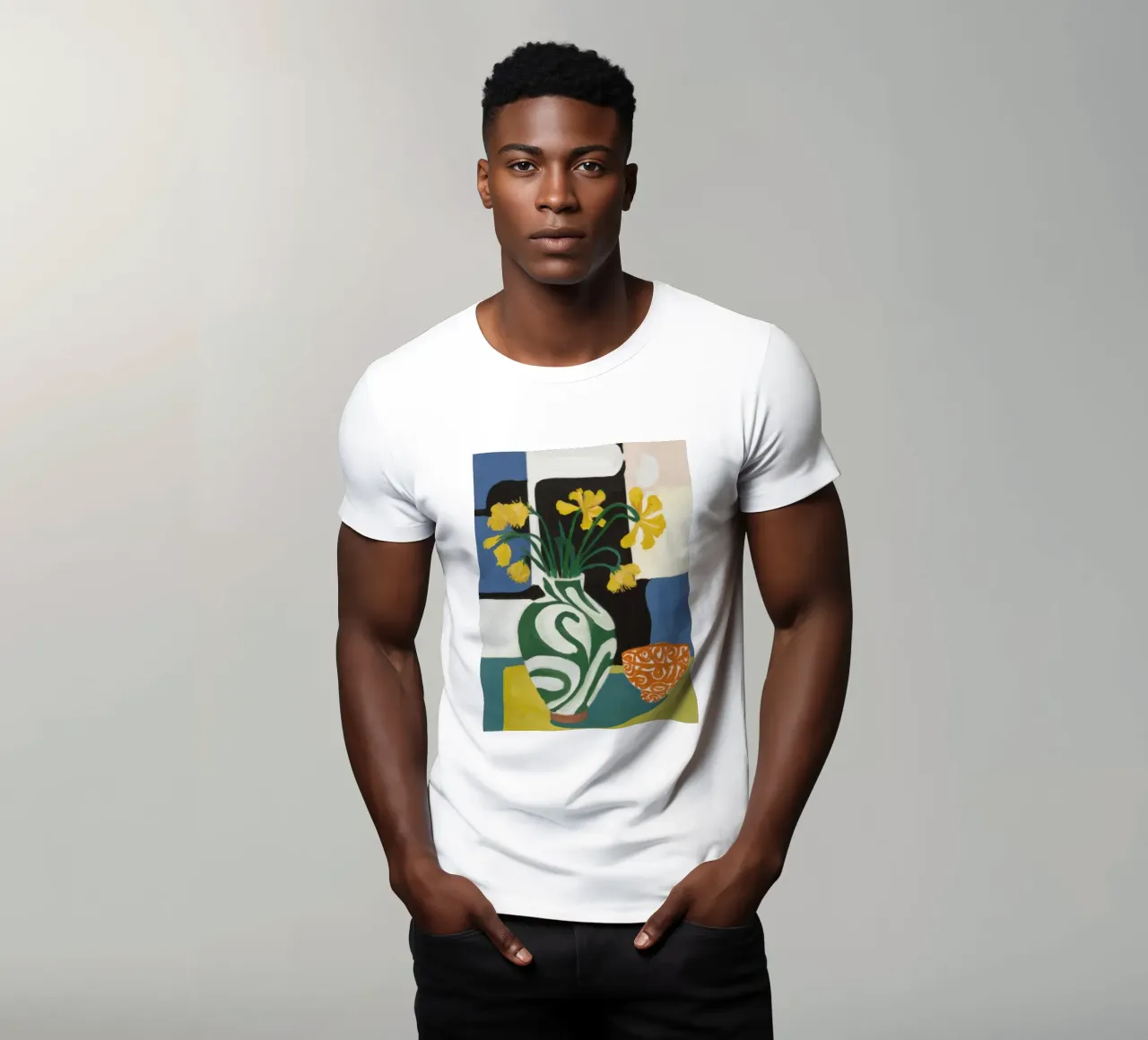 Checkered Bowl Daffodils t-shirt by Stone Decade