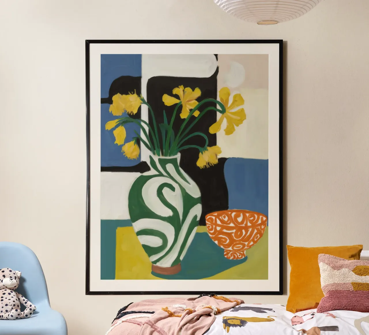 Narcisi a scacchiera poster con telaio in plastica da Stone Decade