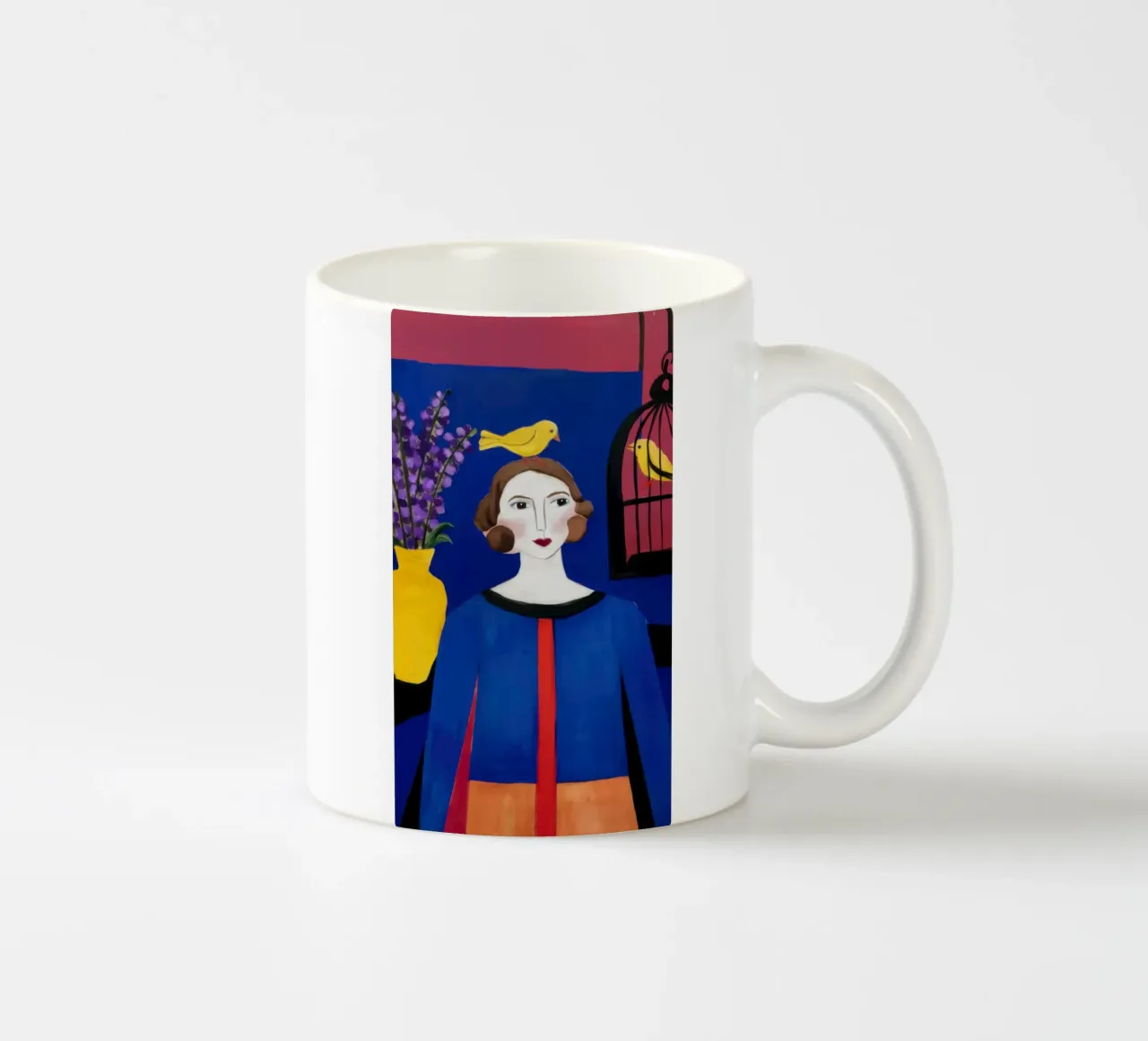Cappotto blu Uccello giallo tazza in ceramica da Marigold Tiga