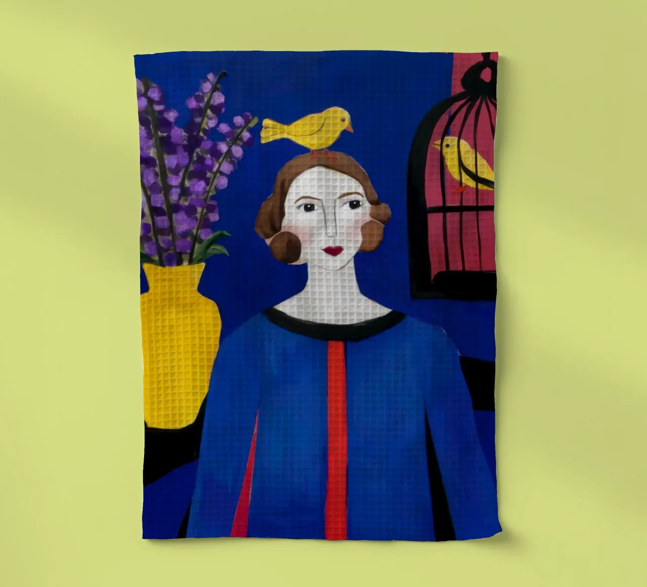 Manteau bleu Oiseau jaune torchon de Marigold Tiga