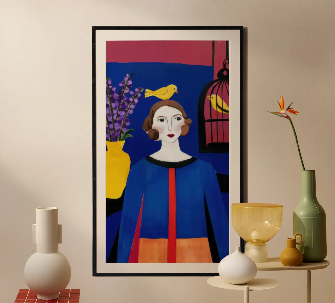 Manteau bleu Oiseau jaune hahnemühle de Marigold Tiga