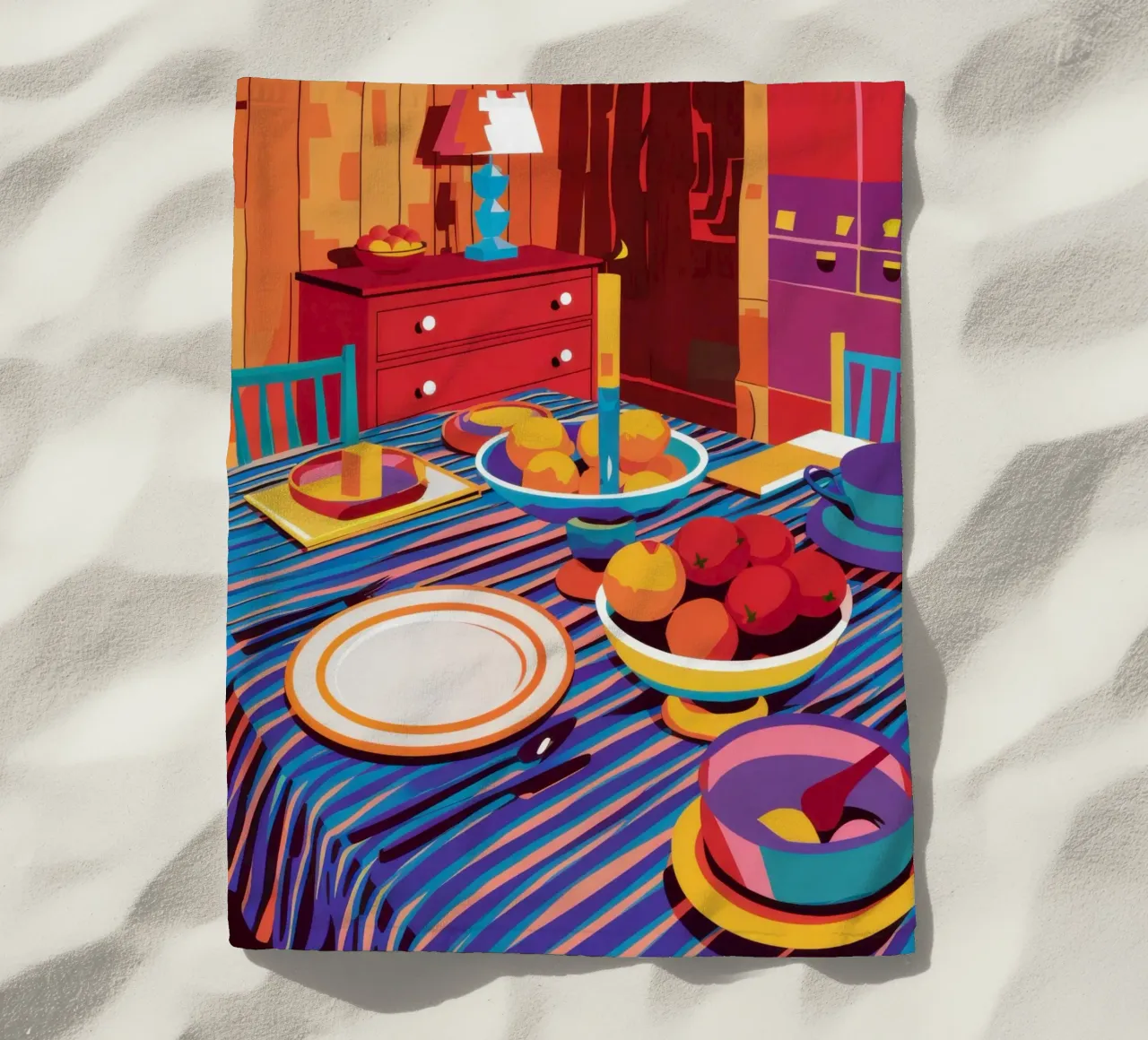Fruitschaal Eettafel strandhanddoek van Sentinel Glow