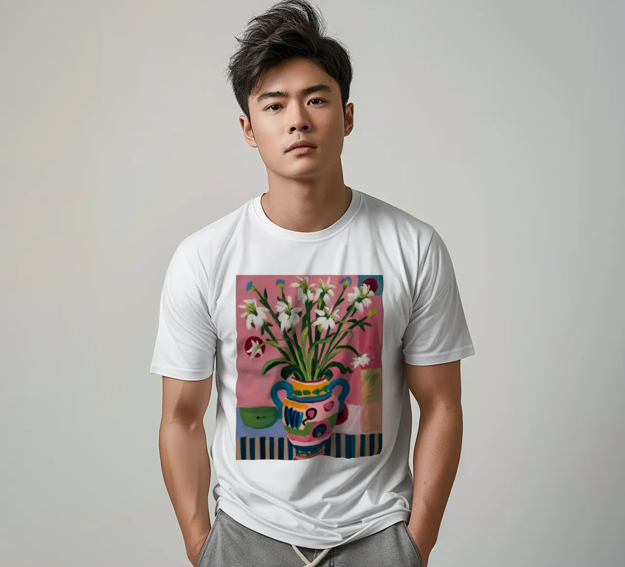 Vaso colorato Gigli bianchi t-shirt da Stone Decade