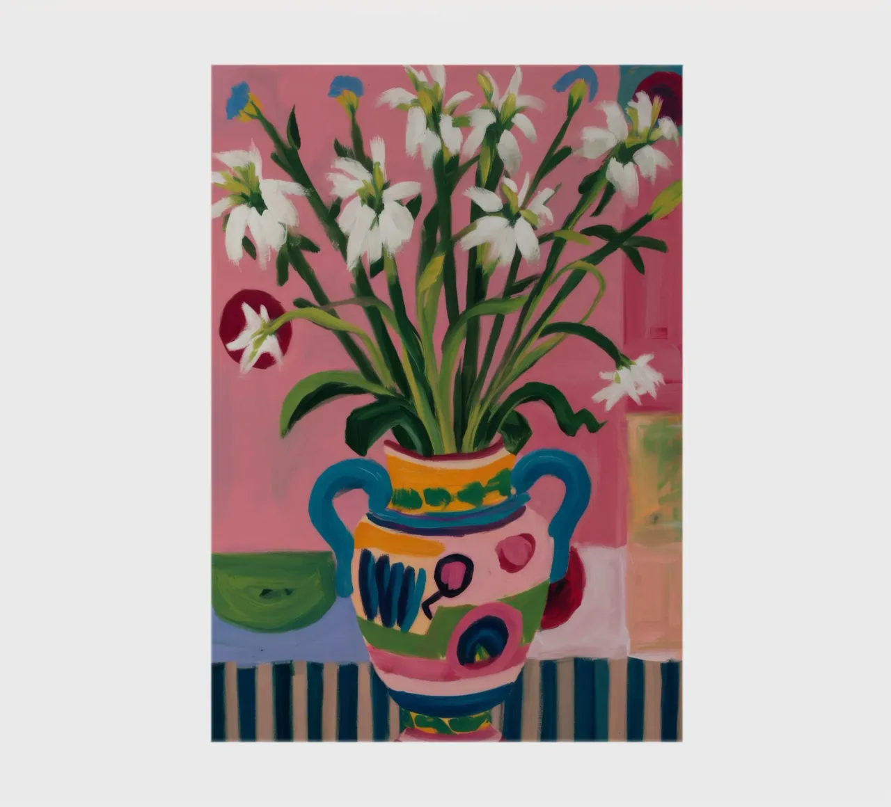 Bunte Vase Weiße Lilien Notizbuch von Stone Decade
