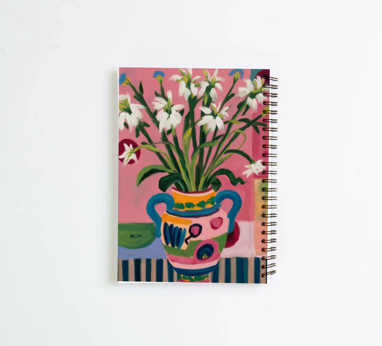 Colorful Vase White Lilies spiral notebook by Stone Decade