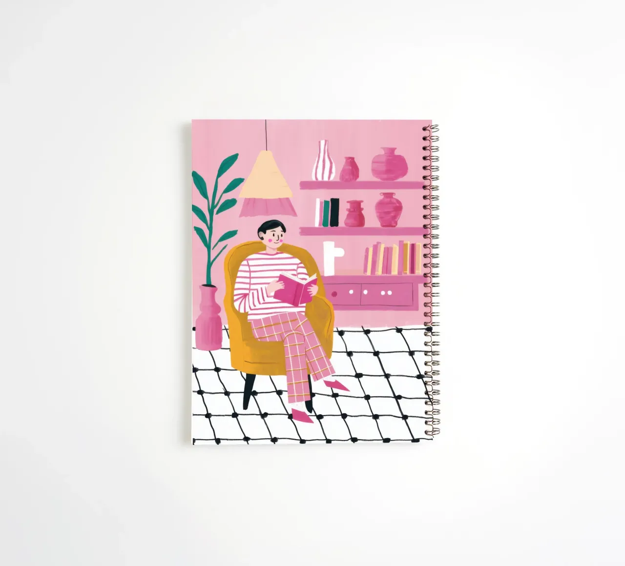 Checkered Floor Reading spiral notebook by Pale Aura