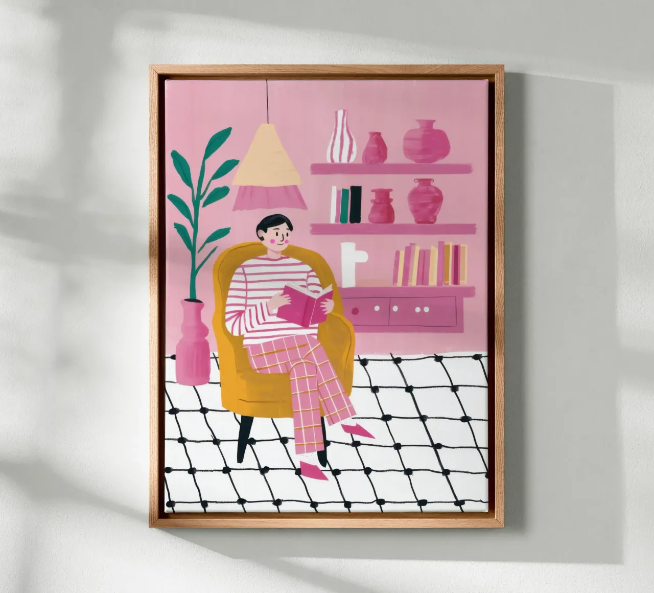 Lecture du plancher à carreaux toile avec Caisse américaine de Pale Aura