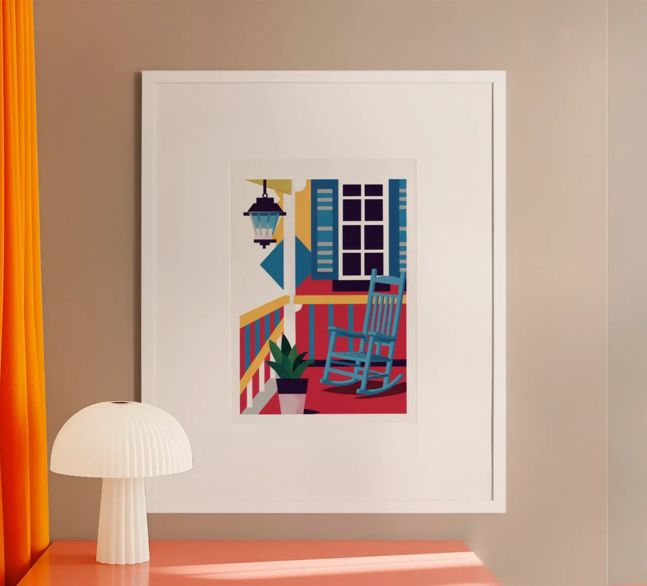 Sedia a dondolo blu poster con telaio in legno da Marigold Tiga