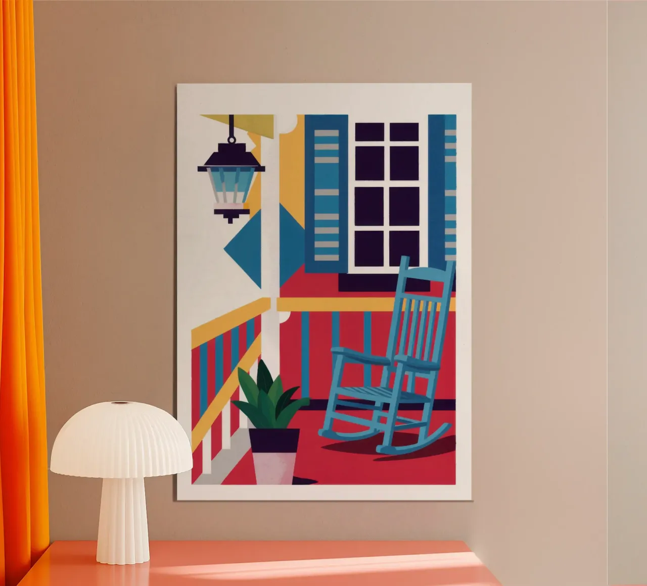 Sedia a dondolo blu poster con telaio in legno da Marigold Tiga