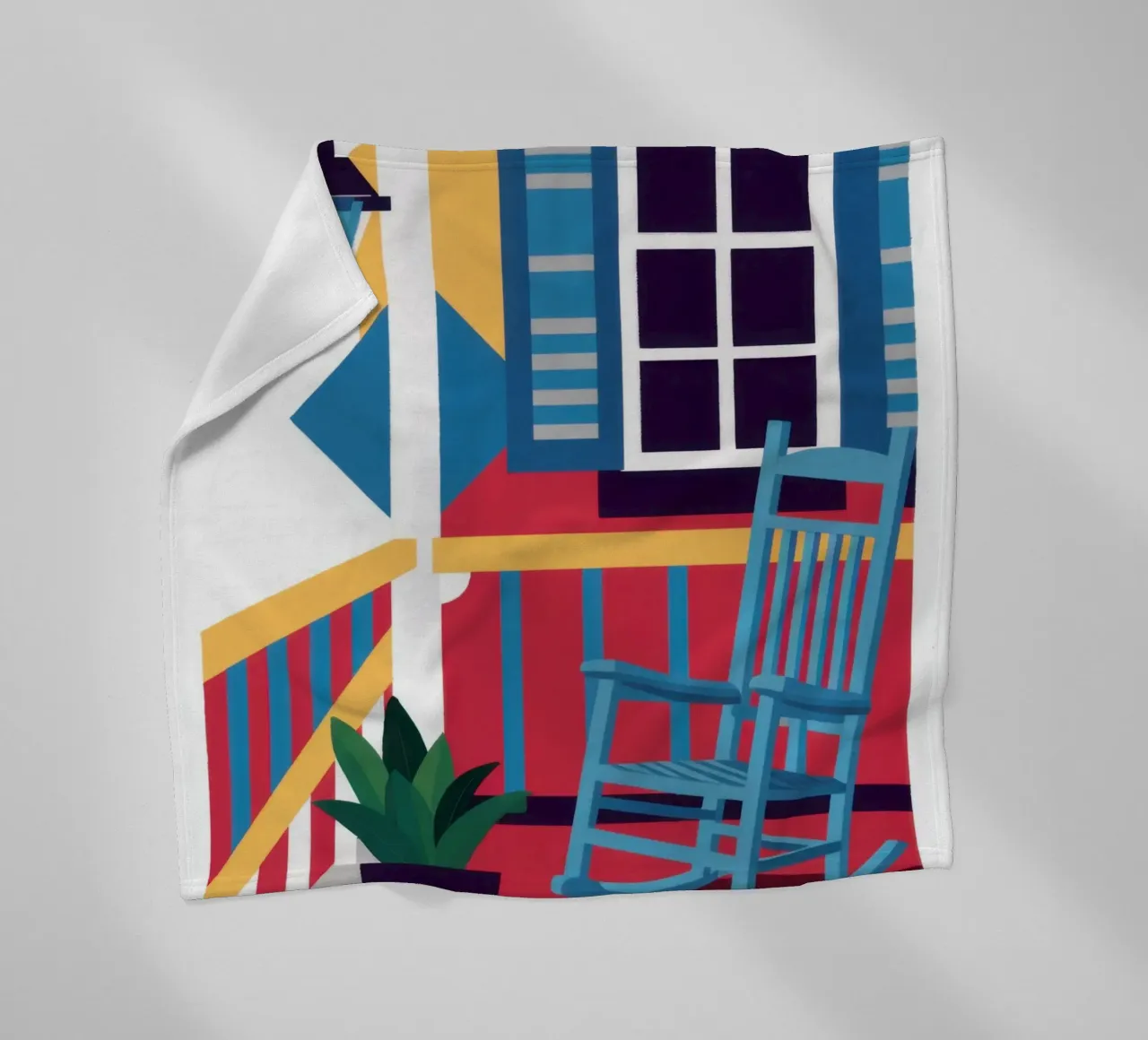 Blue Rocking Chair fleece blanket by Marigold Tiga