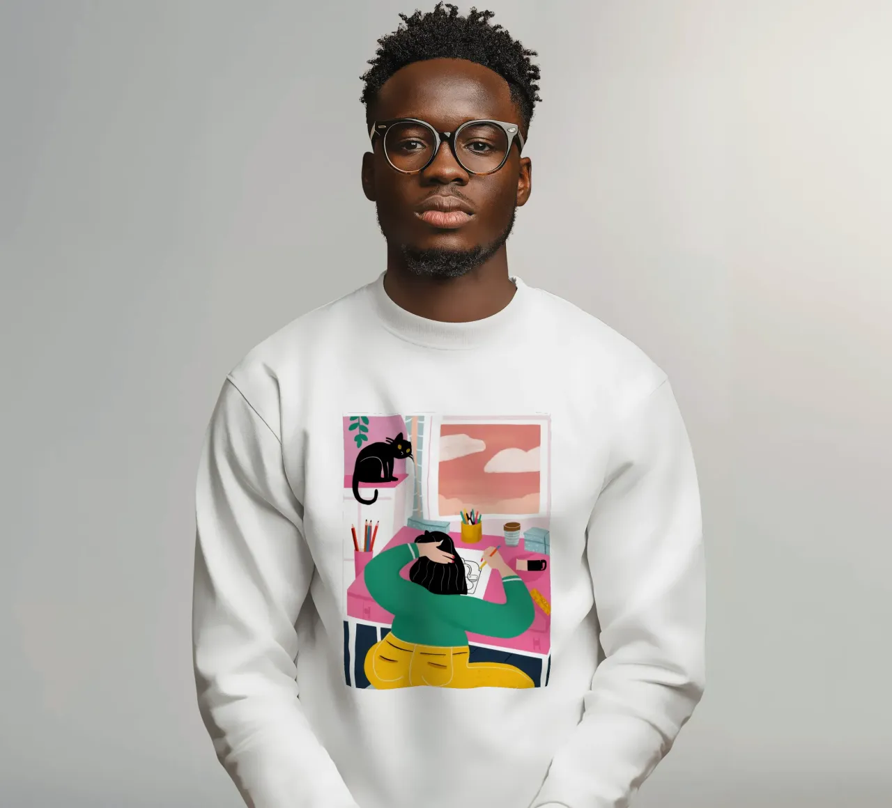 Ablenkung durch die Schreibtischkatze Sweatshirt von Pale Aura
