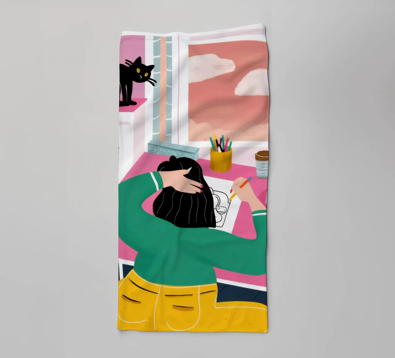 Ablenkung durch die Schreibtischkatze Handtuch von Pale Aura