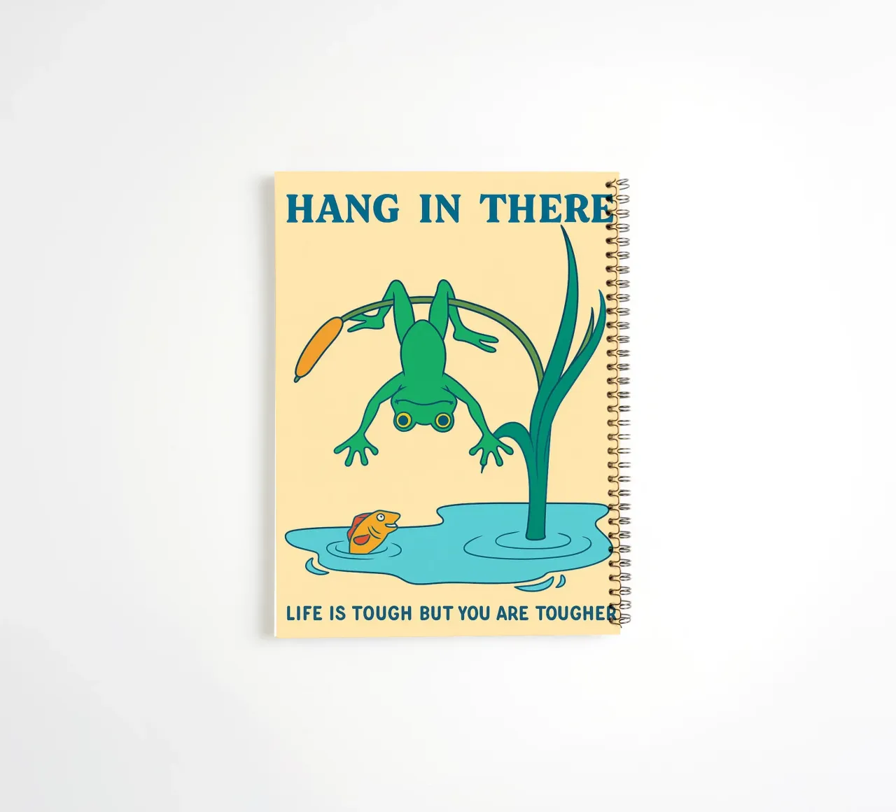 Funny Frog Hang In there spiral notebook by oneone