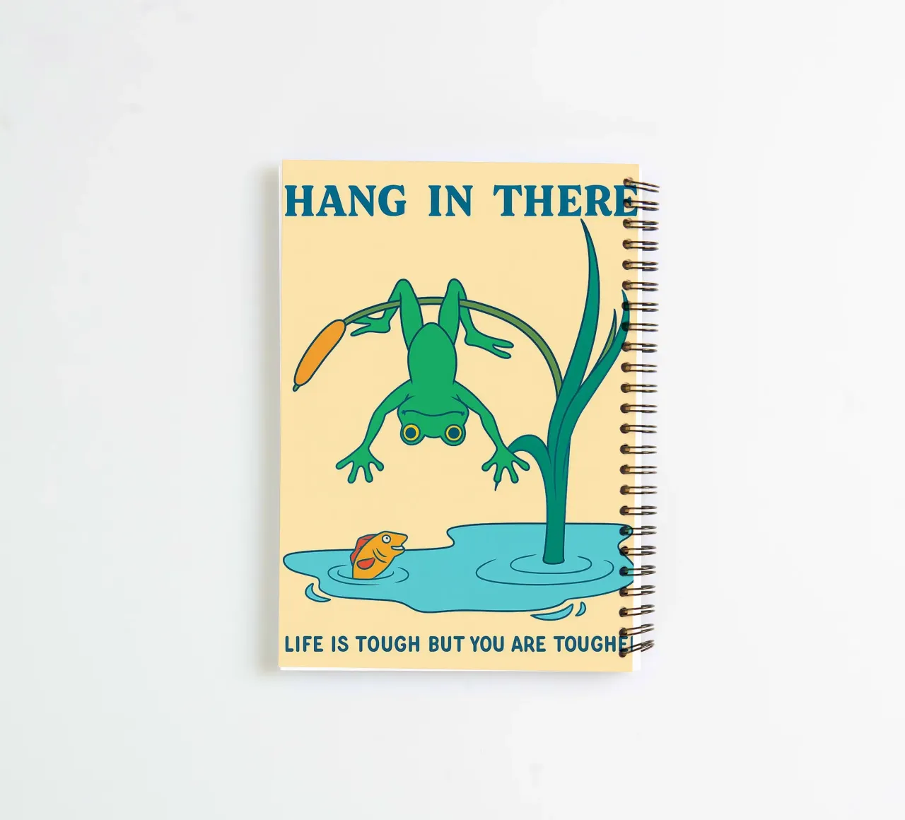 Funny Frog Hang In there spiral notebook by oneone