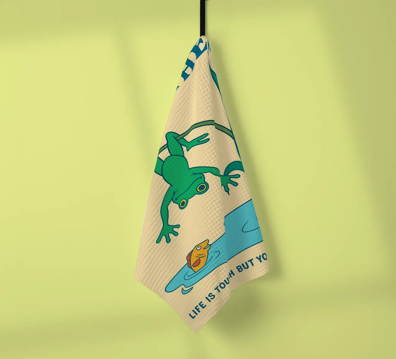 Funny Frog Hang In there Geschirrtuch von oneone