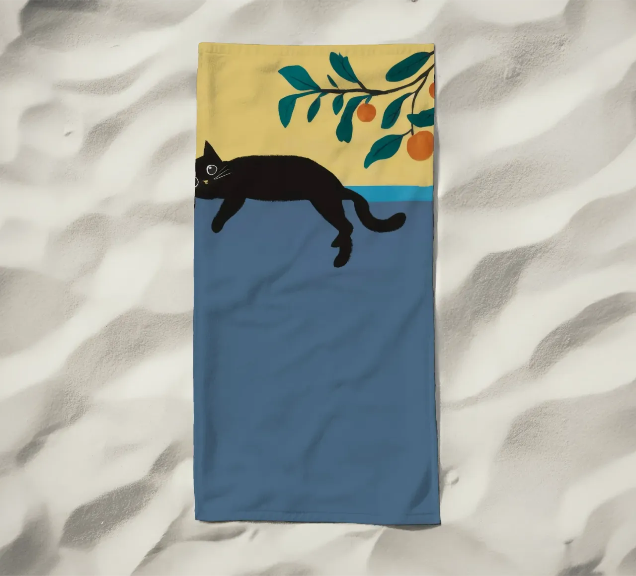 Sleeping Cat Branch beach towel by Stone Decade