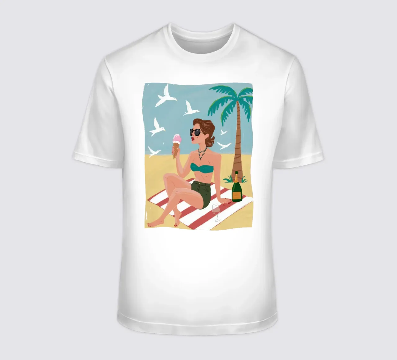 Giornata in spiaggia Champagne t-shirt da Pale Aura