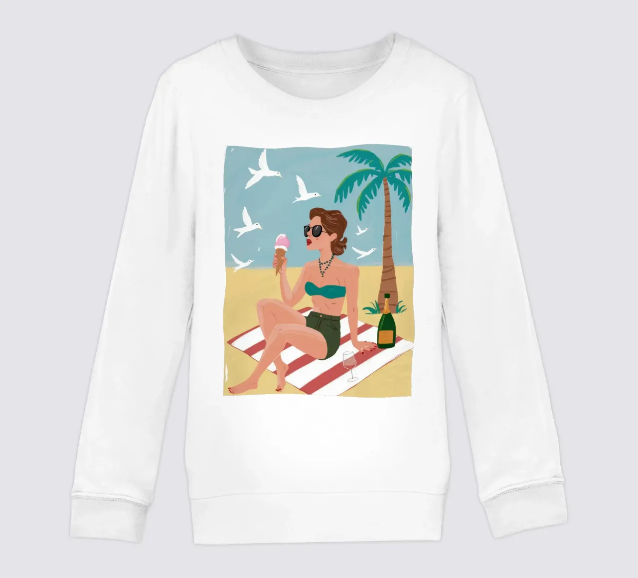 Giornata in spiaggia Champagne felpa bambino da Pale Aura
