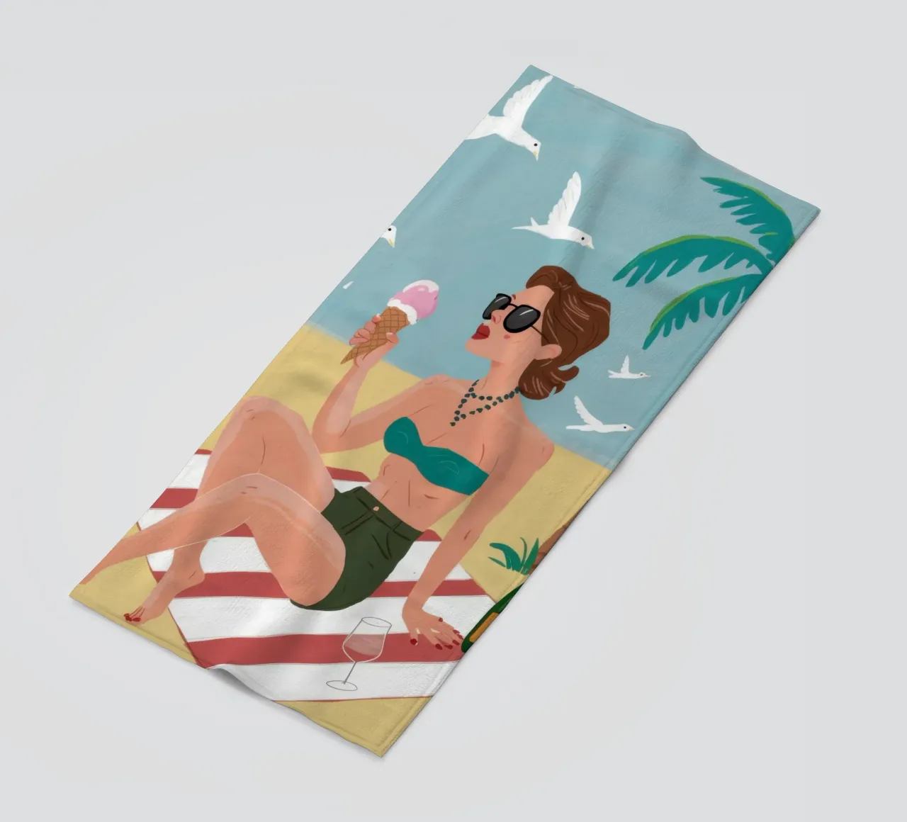 Giornata in spiaggia Champagne telo mare da Pale Aura